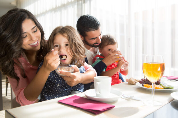 Family having breakfast
